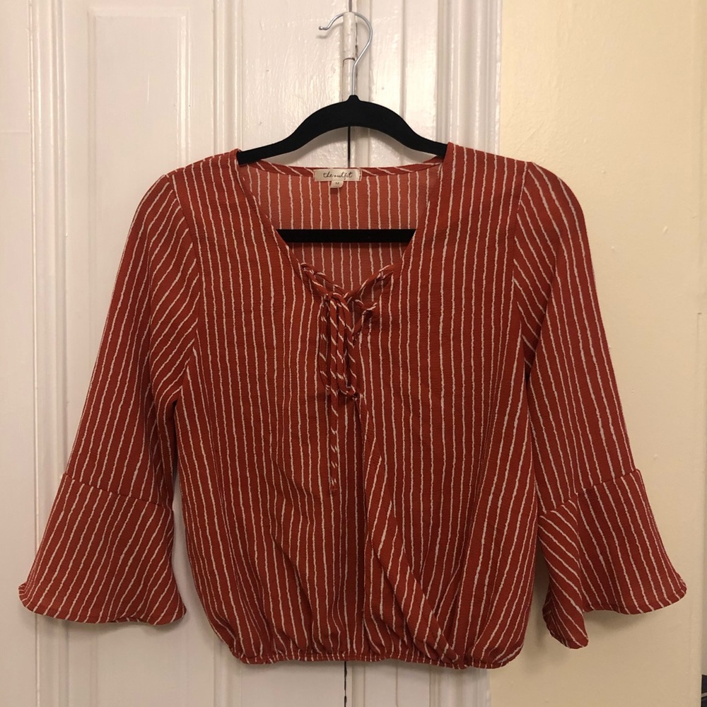 Rust orange bell sleeve crop top